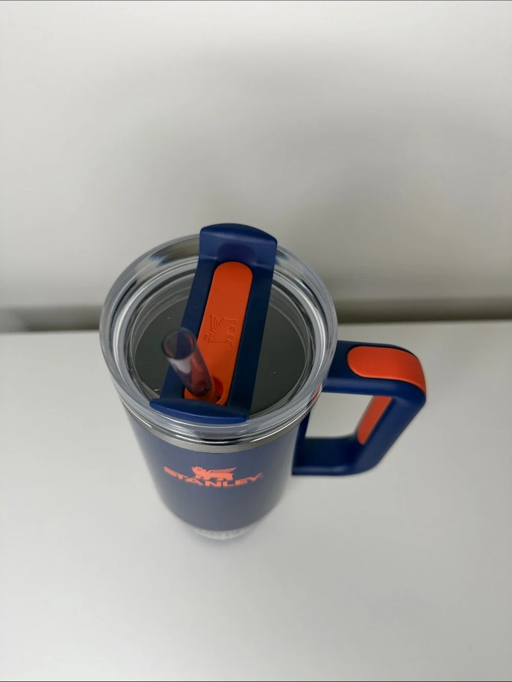 Stanley Navy Travel Tumbler with Orange Accents 30oz - Picture 3 of 3